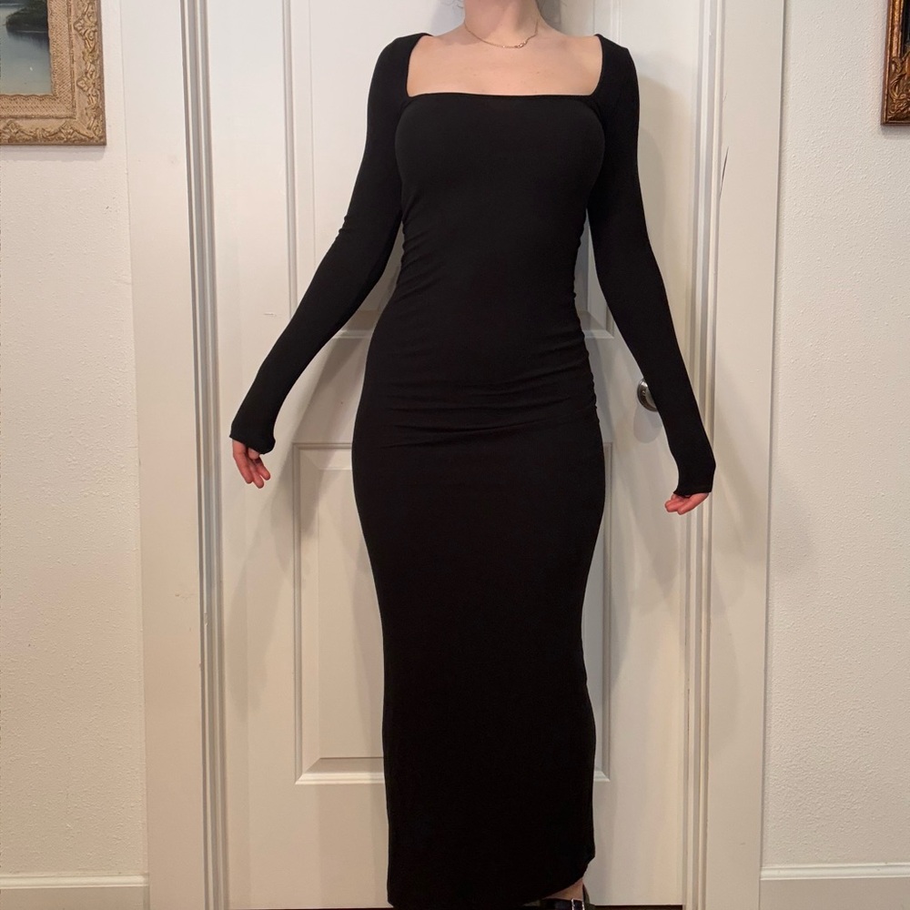 Skims Black Long Sleeve Dress